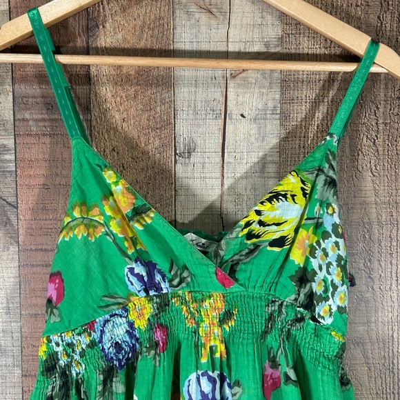 Green Floral Boho Medium Maxi Dress Cottagecore Festival Cotton Sundress Spring - Picture 3 of 9